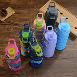 Silicone criativo copo de água dobrável, grande capacidade garrafa de água portátil, para esportes ao ar livre, ciclismo, 500ml - Image 2