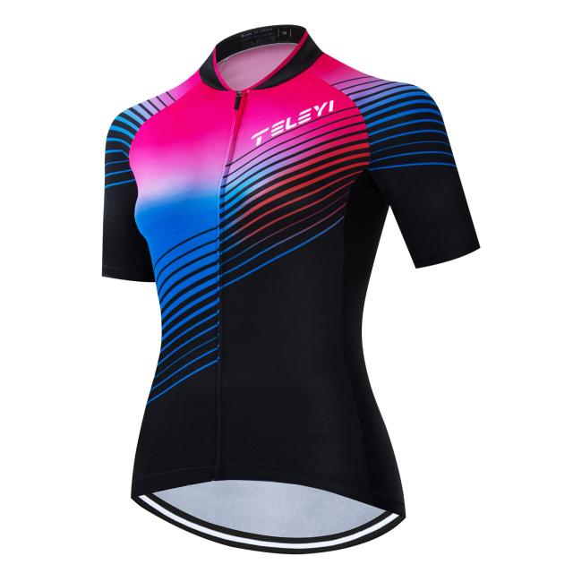 Camisola de Ciclismo Feminina de Manga Curta - Camisa Respirável e de Secagem Rápida para o Verão