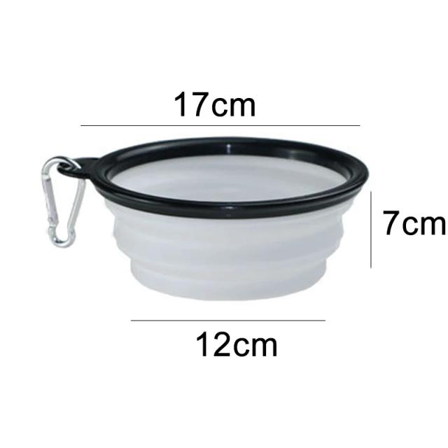 Bowl Dobrável de Silicone para Animais de Estimação, Ideal para Viagens e Acampamentos, com Mosquetão e Design Portátil