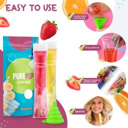 200 sacos descartáveis do molde do picolé do gelo bpa livre tubos do congelador com selos zip para smoothies de frutas varas de iogurte vem com funil - Image 4