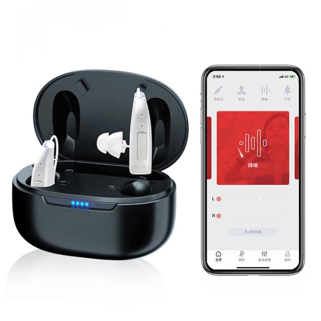 Aparelhos Auditivos Digitais Recarregáveis com Amplificador de Som Ajustável e Controle Bluetooth para Idosos e Portadores de Surdez