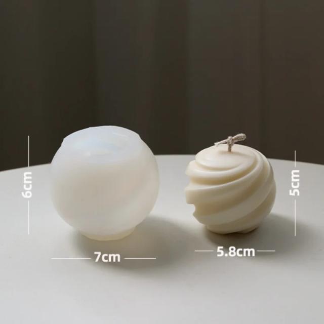 Molde de Silicone para Velas em Forma de Bola com Listras Geométricas - Ideal para Aromaterapia e Decoração Artesanal da Sua Casa