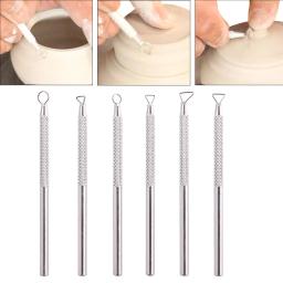 Ferramentas De Escultura De Argila Para Adultos, Ferramentas De Detalhe Leve Para Artesanato De Argila, Ferramenta De Raspagem De Cerâmica Profissional, Metal, 6Pcs - Image 2