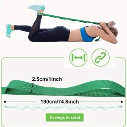 10 laços não-elástico yoga alongamento cinta faixa elástica com guia de treino para fisioterapia, pilates, exercício - Image 2