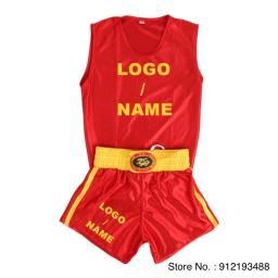Shorts de boxe logotipo personalizado para homens e mulheres, camisa Muay Thai, criança Wushu, Sanda, artes marciais, gaiola MMA, luta, uniforme Kickboxing - Image 3