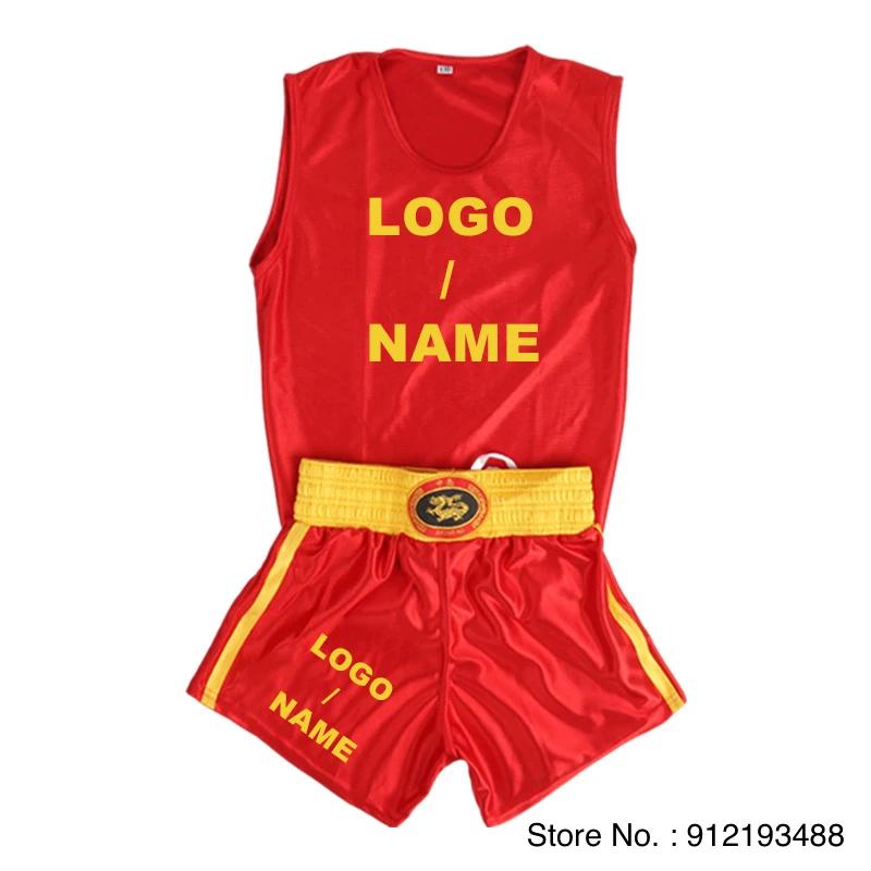 Shorts de boxe logotipo personalizado para homens e mulheres, camisa Muay Thai, criança Wushu, Sanda, artes marciais, gaiola MMA, luta, uniforme Kickboxing - Image 1