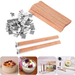 Madeira vela wicks 30 pces com suporte de ferro soja parffin beewick vela núcleos ambiental-friendly pavio diy vela que faz o jogo - Image 3