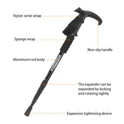 Outdoor Folding Trekking Pole, bengala portátil, caminhadas telescópica, leve, escalada de acampamento, 4 seções - Image 3