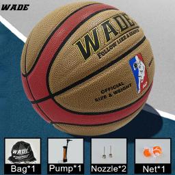 WADE Legal-Bola de couro PU interna e externa para escola, bola de basquete com bomba e pino livres, rede e saco, original, tamanho 7 - Image 2