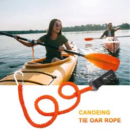 1pc elástica caiaque paddle trela ajustável com gancho de segurança vara de pesca pólo enrolado cordão cordão corda laço acessórios do barco a remo - Image 4
