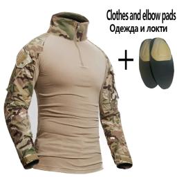 Uniforme Roupa De Trabalho Paintball, Camuflagem De Combate Tático Camisas, Joelheiras De Carga, Ternos De Calças De Caça, Roupas Softair - Image 5