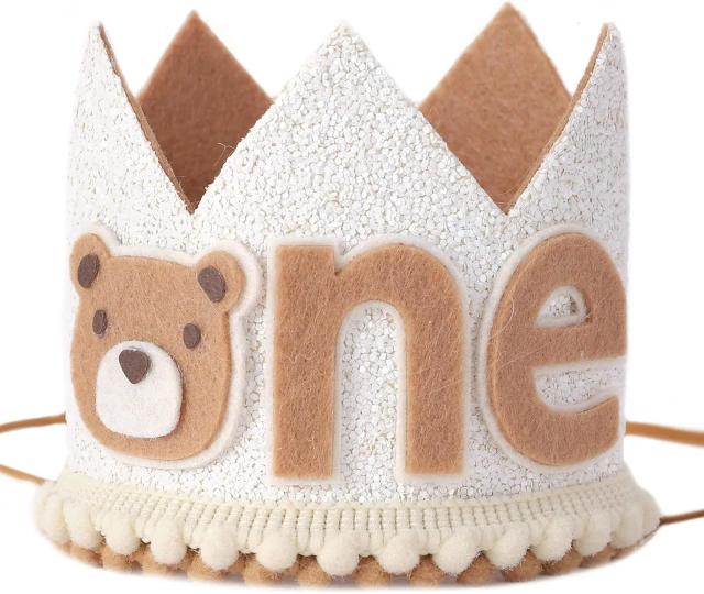 Chapéu e Coroa de Ursinho para Aniversário: Decoração de Festa Infantil e Suprimentos para Chuveiro de Bebê, 1 Ano, Menino e Menina