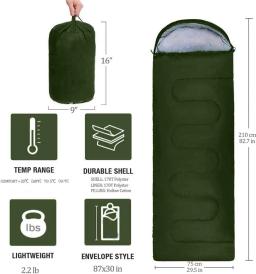Saco de dormir de acampamento impermeável, Sacos de mochila Envelope quente, Mala de caminhada ao ar livre, tentação 0-5 ℃, 3 estações - Image 2