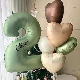 Balões de aniversário personalizados, verde oliva, decoração de festa de aniversário, verde sábio, 1 conjunto, 2, 3, 4, 5, 6, 7, 8, 9, 1 conjunto - Image 5