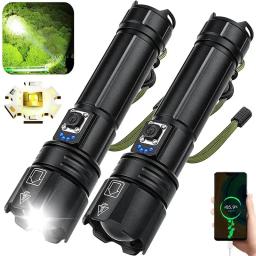 Alumínio liga lanterna tática, zoom telescópico LED, TYPE-C carregamento, exterior multifunções carregamento tesouro, XHP70 - Image 1