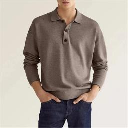 Camisa polo masculina de manga curta com decote em v, blusa casual, luxo independente, item quente, primavera e outono, 2024 - Image 3