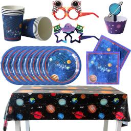 Decorações De Festa De Aniversário Do Tema Do Astronauta, Prato De Papel, Copo, Óculos, Moldura, Galáxia, Planeta, Suprimentos Do Partido Dos Meninos - Image 1