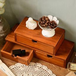 Caixa De Armazenamento De Gaveta De Madeira Retro, Organizador De Mesa, Organização De Armazenamento De Mesa, Jóias Para Casa, Maquiagem, Molho Recipiente De Louça - Image 1
