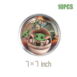 Yoda decorações de festa de aniversário incluem copo de papel prato guardanapo bolo topper toalha de mesa balão banner para crianças meninos chá de bebê - Image 3