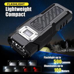 Poderosa lanterna recarregável USB, lanterna de acampamento multifuncional, poderoso magnetismo da cauda, super brilhante, tocha impermeável, banco de potência - Image 1