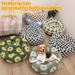Ninho de pelúcia redondo com bordas levantadas para animais, cama de gato Donut, almofada para cães, cama aconchegante para gatos pequenos - Image 3