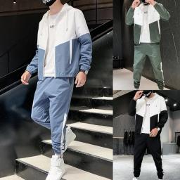 Fato de treino casual com capuz masculino, roupas esportivas, jaqueta e calça, conjuntos de 2 peças, terno esportivo Hip Hop, 3XL, novo, primavera - Image 1