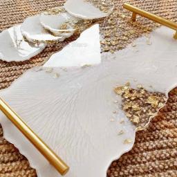 2 pçs bandeja de silicone molde diy grande retângulo bandeja resina uv molde cristal cola epoxy silicone molde frutas disco placa chá tabletop coaster - Image 3
