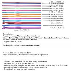 Alumínio colorido Crochet Needles Set, Ferramentas para tecelagem, Ganchos - Image 2