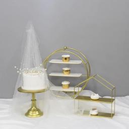 Casamento Metal Bolo Stands Conjuntos, Cor Dourada, Cupcakes, Sobremesa, Donuts, Doces, Biscoitos, Bandejas para Casa, Louça, Decoração De Festa - Image 2