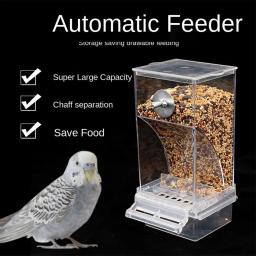Alimentador automático de pássaros, Pássaro à prova de derramamento e à prova de respingos, Pássaro transparente The Easy Food Cage, Para ser fixado na caixa é Ob A9O9 - Image 1