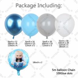 Kit Garland de Látex Balões para Crianças, Decoração de Festa de Aniversário, Baby Shower, Tema Chefe, Branco e Azul, 1 Conjunto - Image 2