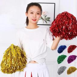 Folha metálica De Plástico Torcendo Pom Poms com Alça, Torcendo Esquadrão, Mão Flor, Fontes Do Partido, Cor Vibrante, 18Pcs - Image 2