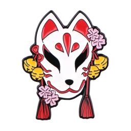 Broche de esmalte para mulheres, máscara de raposa japonesa, gato Sakura, emblemas na mochila, acessórios de vestuário - Image 3