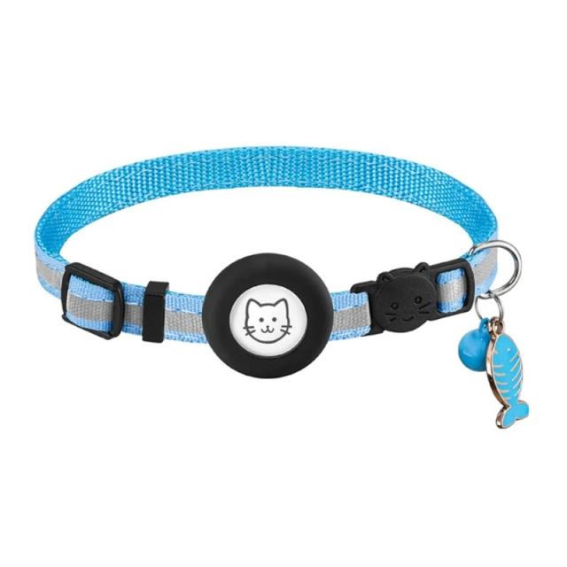Coleira Refletiva para Animais de Estimação com GPS, Suporte para Rastreador e Sistema de Segurança com Detalhe Quebra-Fácil, Ajustável e Confortável