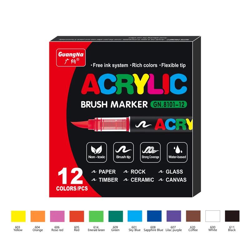 Marcadores de Tinta Acrílica para Artesanato DIY, Canetas Ponta Escova, Pintura Rupestre, Lona de Madeira Pedra, Presente de Natal, 120 Cores - Image 1