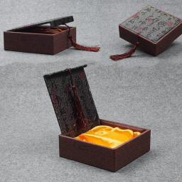 Estilo chinês Mini Anel De Lata Caixa, Colar e Brincos Caixa De Armazenamento, Quadrado Tambor Flandres, Organizador De Gaveta, Presente - Image 5