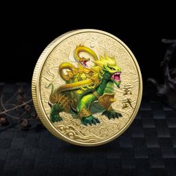 Moedas de animais míticos chineses colecionáveis, moeda de dragão, tigre, suzaku, zodíaco, tai chi, medalha comemorativa, sorte - Image 5