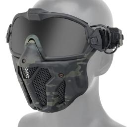 Máscara facial completa de airsoft com micro ventilador tático antiembaçante cs jogo máscara protetora wargame paintball máscaras - Image 2