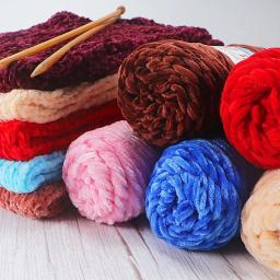 Fio de veludo macio para malha manual, Chenille de algodão misturado, Fio para tricô de crochê, Fio para lenço grosso, DIY, 100g por rolo - Image 1