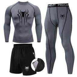 Terno de compressão térmica para homens, roupas Long Johns, treino de corrida, calças justas para exercícios, desgaste do inverno, 3 pcs - Image 4
