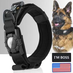Coleira AirTag com Alça para Cães, Coleira Tática para Cães de Médio e Grande Porte, Coleira Militar com Fivela de Metal para Cães Grandes - Image 1
