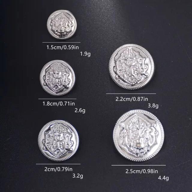 Botões de metal vintage com leão duplo para moda DIY - 15 peças decorativas unisex em estilo britânico