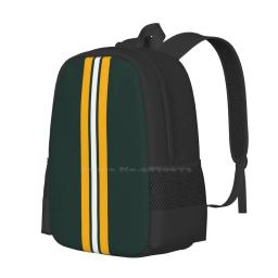 Mochila de faculdade para estudante universitário adolescente, Green Bay Futebol Padrão Design, Yellow Sports Team, Player Game, Mulheres - Image 2