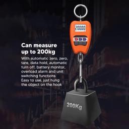Balança de suspensão digital portátil 200kg rolamento de carga preciso multifuncional portátil mini balança de suspensão com tela lcd - Image 3