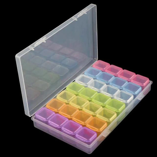 Caixa Organizadora para Acessórios de Pintura em Diamante - 5D DIY com Ferramentas e Recipiente para Bordado e Mosaico