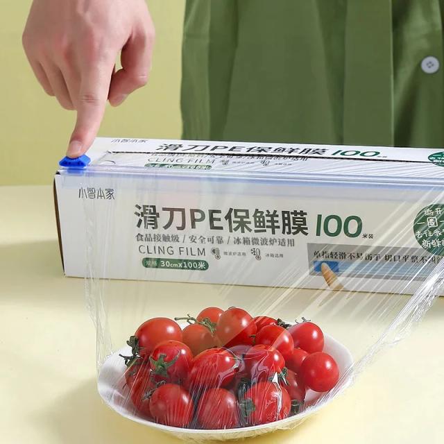 Filme Plástico Adesivo para Micro-ondas com Cortador Deslizante, Ideal para Conservar Alimentos Frescos
