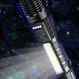 Lanterna LED recarregável super brilhante, 10000 High Lumen Zoom, poderosa luz da tocha, USB-C Long Range, lanterna LED XHP50 - Image 5