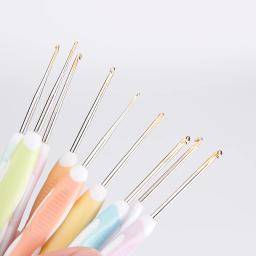 Alumínio Crochet Agulhas Set com aperto colorido, Agulhas de tricô, DIY Processo Ferramenta, Mão De Malha, 9Pcs - Image 5