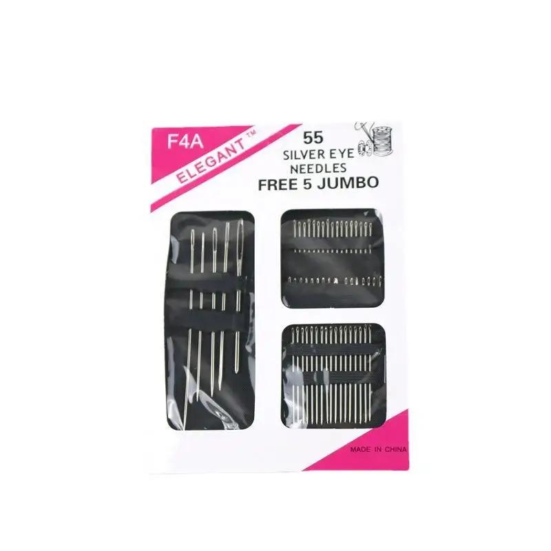 Aço inoxidável mão costura agulhas Set, agulhas bordadas, Big Eye, tamanhos diferentes, 55 pcs - Image 1