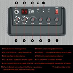 Rowin-Built-in processador multi-efeitos, amplificador de pedal de guitarra elétrica, MOD,Delay,Reverb,Tuner Effects, PE-10 - Image 3